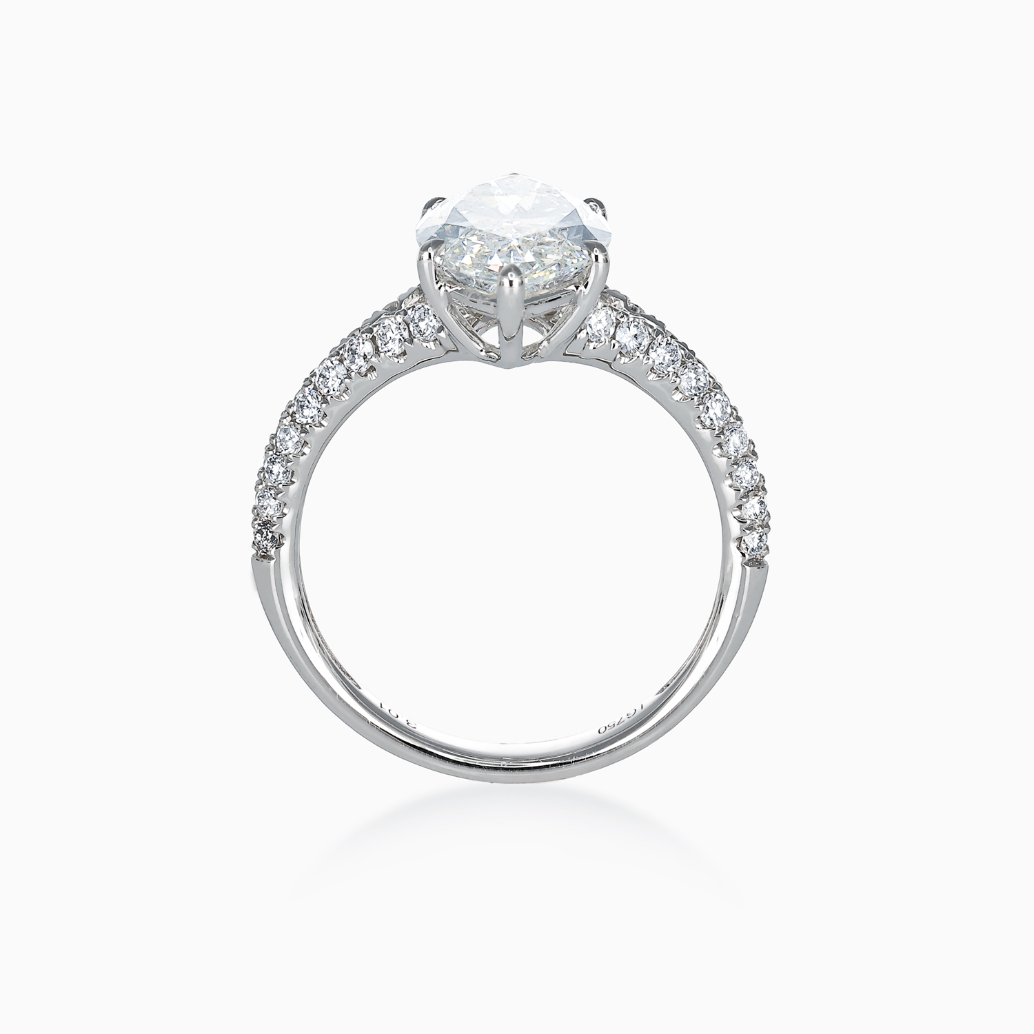 Accented Lab-Grown Marquise Diamond Split Shank Engagement Ring, 18k White Gold